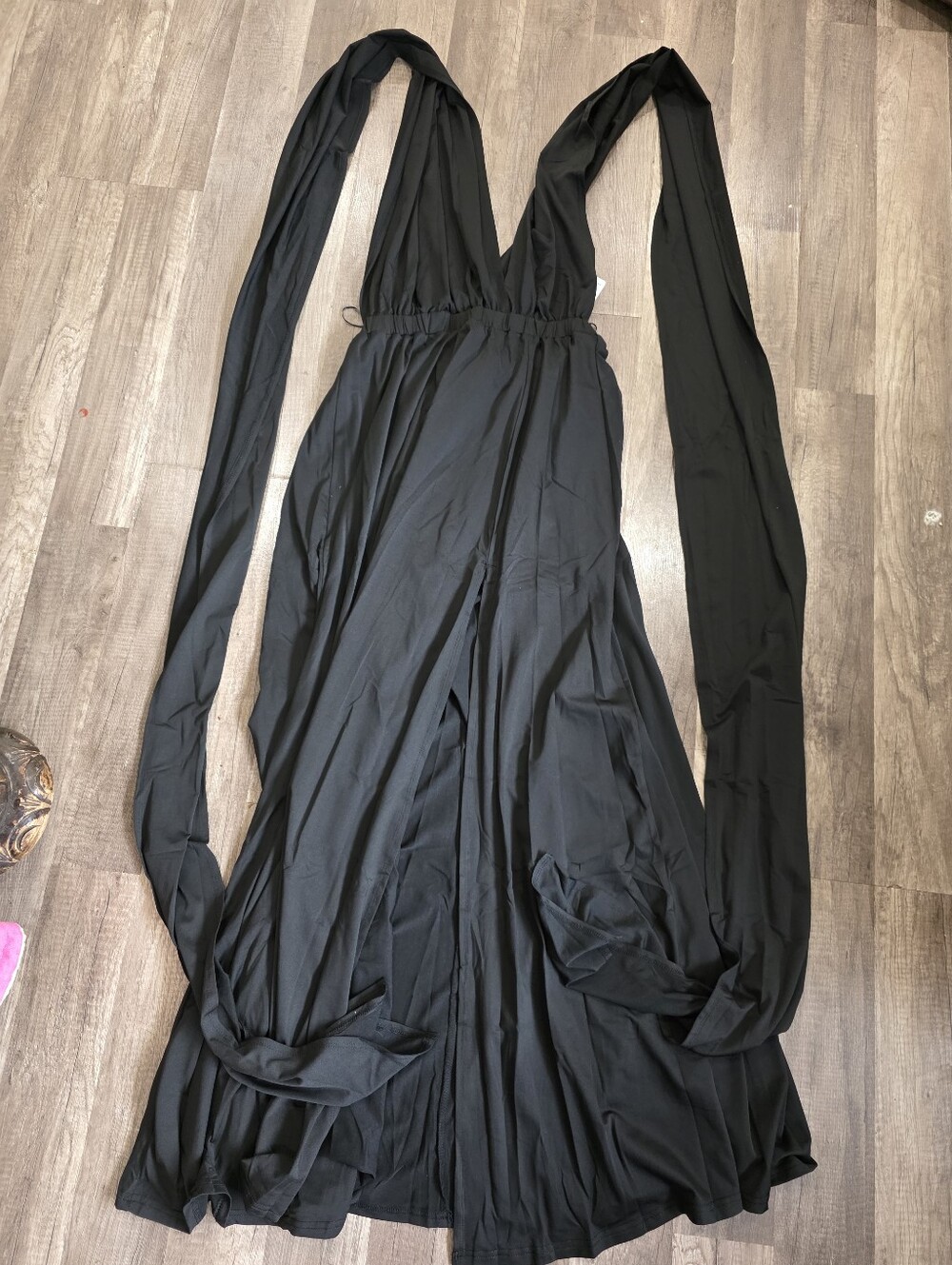 Nwt Amazon Multiway Slit Maxi Dress Elegant Black V-Neck Front Slit Gown Goth - Picture 12 of 12